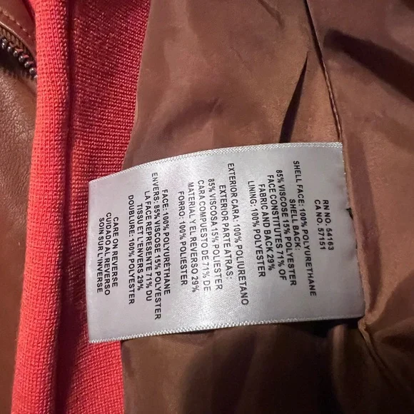 Levi's Faux Leather Belted Moto Jacket in Camel - Picture 7 of 9